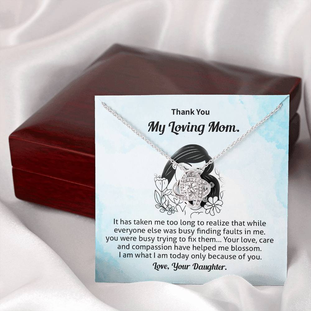 Thank You Mom Necklace Gift from Daughter Card