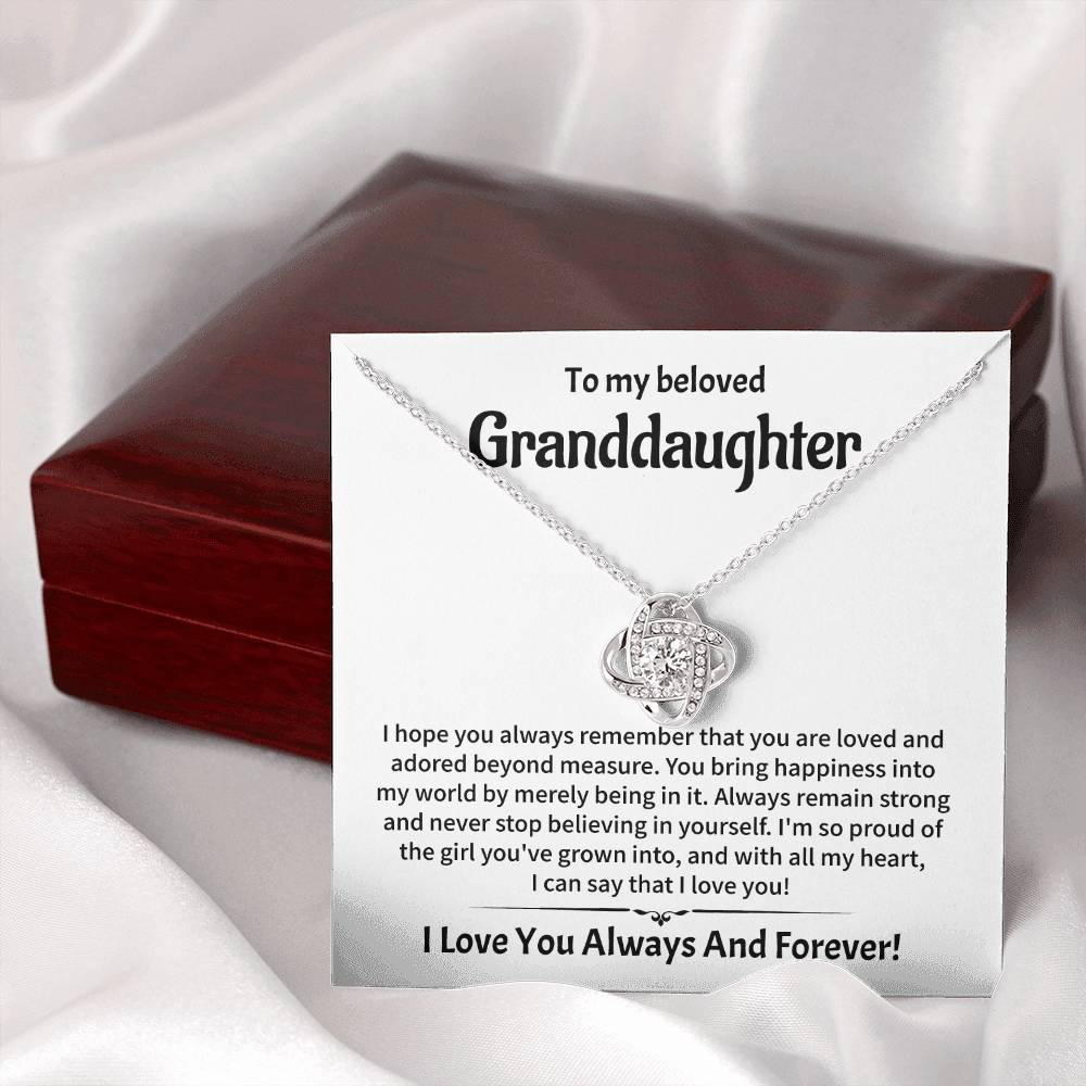 Granddaughter Love Knot Necklace - Birthday, Graduation & Christmas Gift