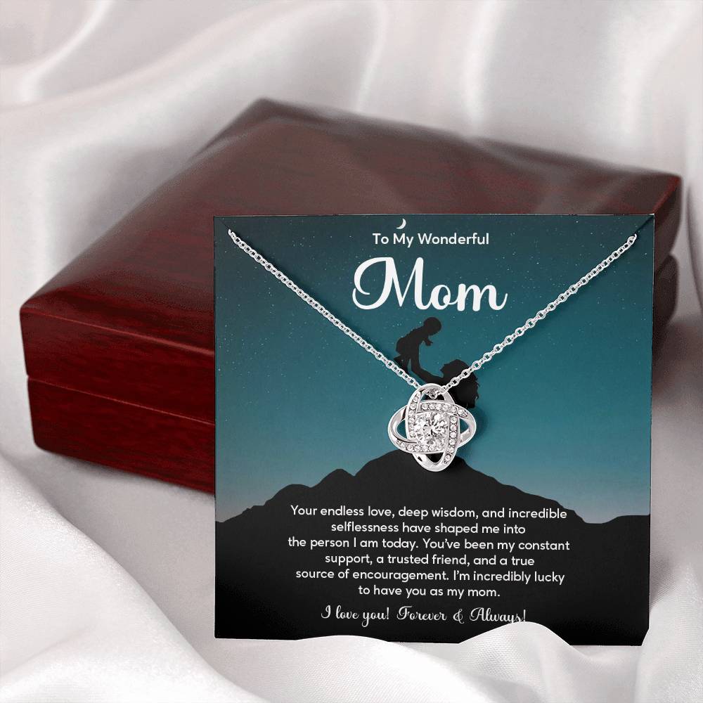 To My Wonderful Mom Elegant Jewelry Thoughtful Necklace For Love And Care Sweet Gift For Lifelong Support Sentimental Jewelry Heartfelt Necklace For Lifelong Bond Thank You Pendant For Support Sentimental Necklace Thank You Gift