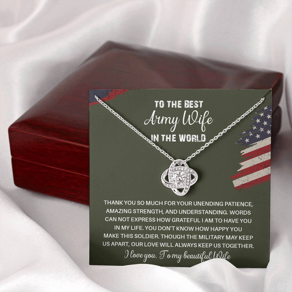 To The Best Army Wife In The World  Best Army Wife Jewelry Unwavering Support Necklace Thank You Jewelry For Wives Unique Gift For Military Spouses My Beautiful Wife Jewelry Romantic Gift For Army Wives Meaningful Gift For Military Wives