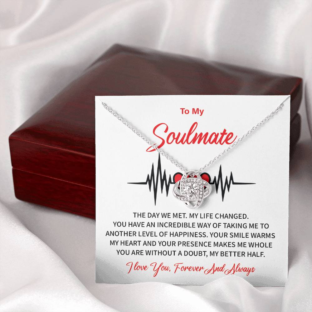 To My Soulmate Love Knot Necklace Gift for Wife