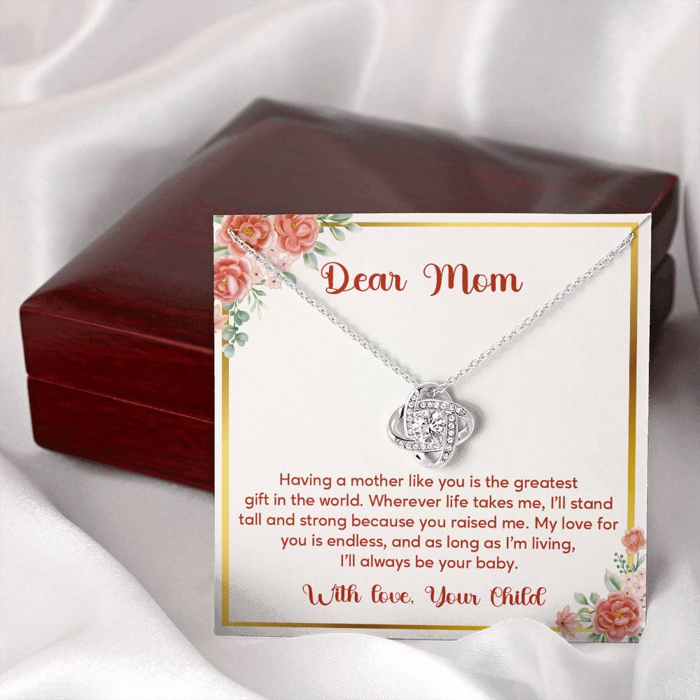 Dear Mom, Elegant Jewelry For A Cherished Bond Thoughtful Necklace For Love And Support Loving Pendant Sentimental Jewelry Loving Gift For A Cherished Heart Thank You Pendant Loving Pendant For Support Strong Jewelry For Her