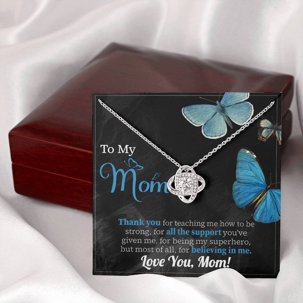 To My Mom Necklace Gift, Special Mother's Gifts, Mom Birthday Gift, Mother's Gift For Mom From Daughter And Son, 925 Silver Necklace Love Knot Necklace With Meaningful Message Card And Box.