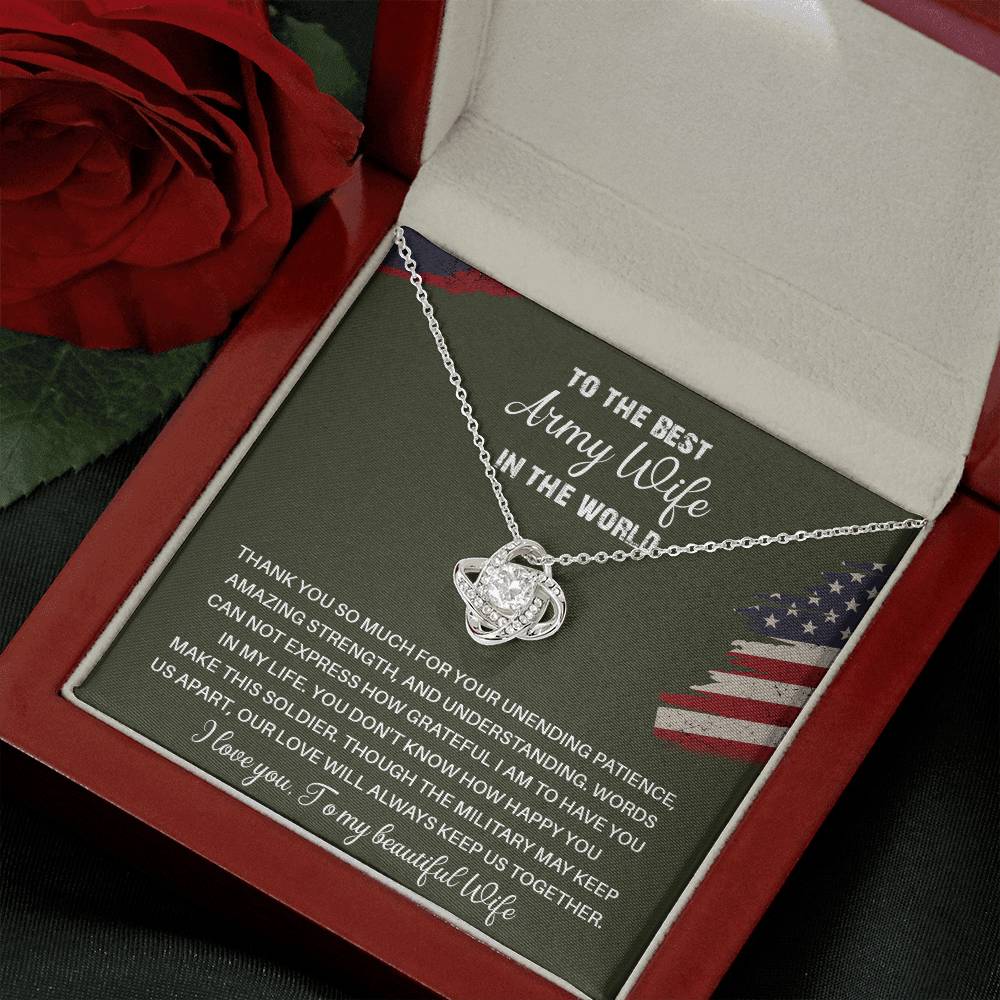 To The Best Army Wife In The World  Best Army Wife Jewelry Unwavering Support Necklace Thank You Jewelry For Wives Unique Gift For Military Spouses My Beautiful Wife Jewelry Romantic Gift For Army Wives Meaningful Gift For Military Wives