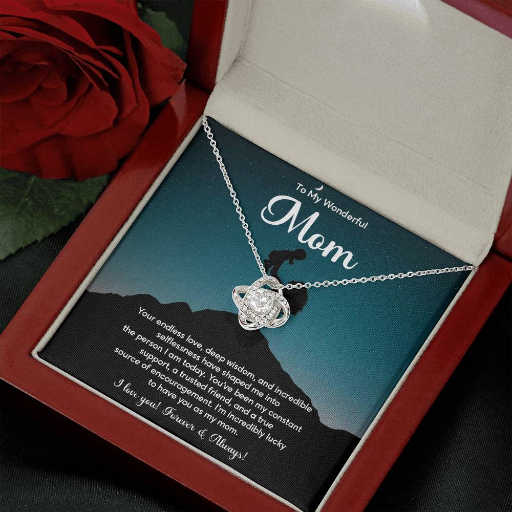 To My Wonderful Mom Elegant Jewelry Thoughtful Necklace For Love And Care Sweet Gift For Lifelong Support Sentimental Jewelry Heartfelt Necklace For Lifelong Bond Thank You Pendant For Support Sentimental Necklace Thank You Gift