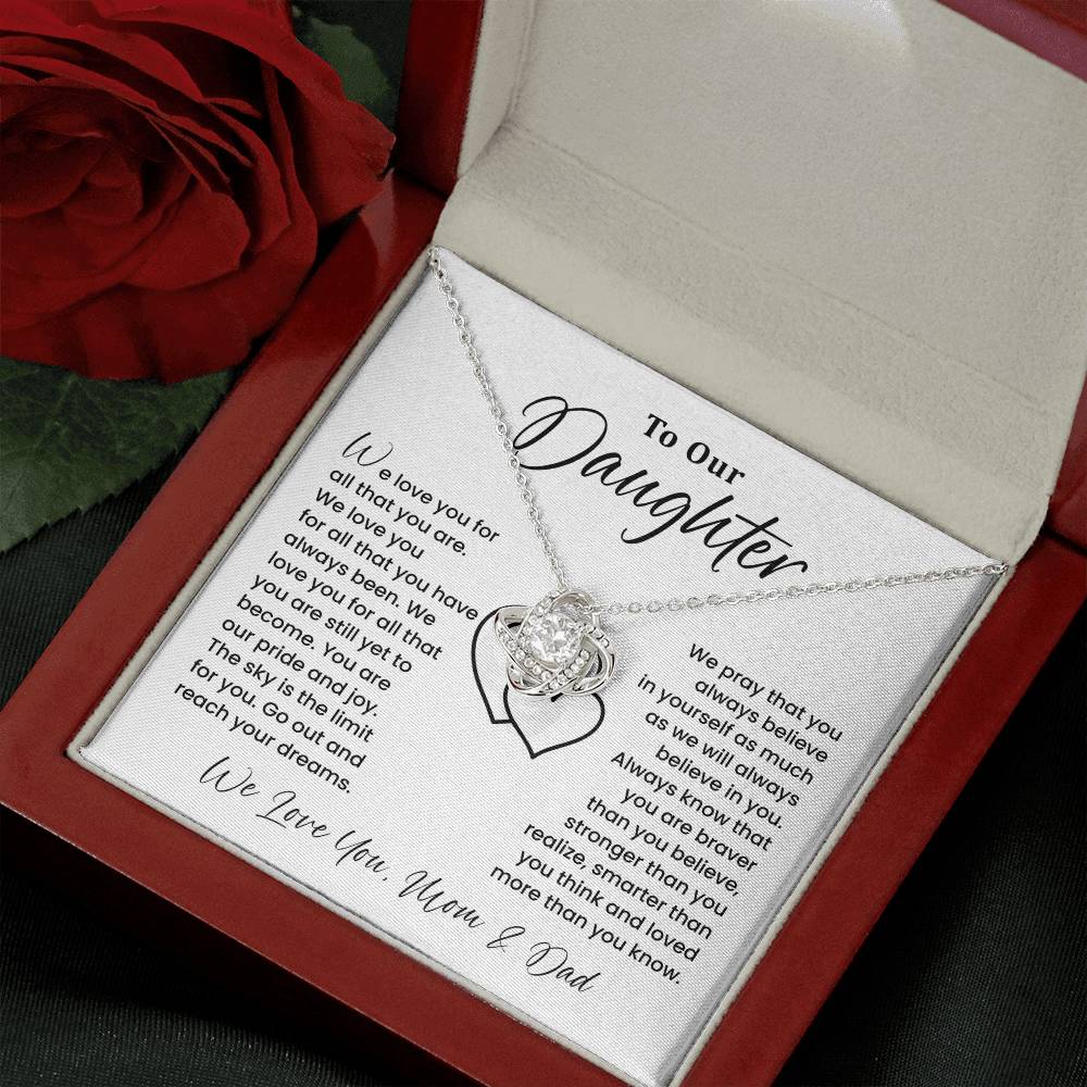 To Our Daughter Heartfelt Jewelry For Daughter Gift From Your Mom And Dad Proud Parent Gift Caring Gift For Daughter Supportive Necklace For Daughter Believe In Yourself Jewelry Daughter's Dreams Jewelry Unique Gift For Daughter Special Bond Necklace