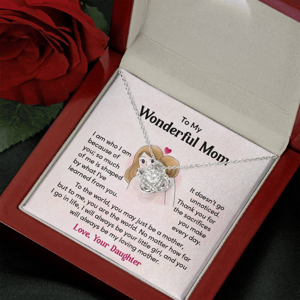 To My Wonderful Mom, Wonderful Mom Pendant Heartfelt Necklace For Her Thank You Gift For Sacrifice Sentimental Necklace For Love Loving Pendant Sentimental Pendant Appreciation Necklace For Her Special Pendant For A Mother Love Loving Pendant For Support