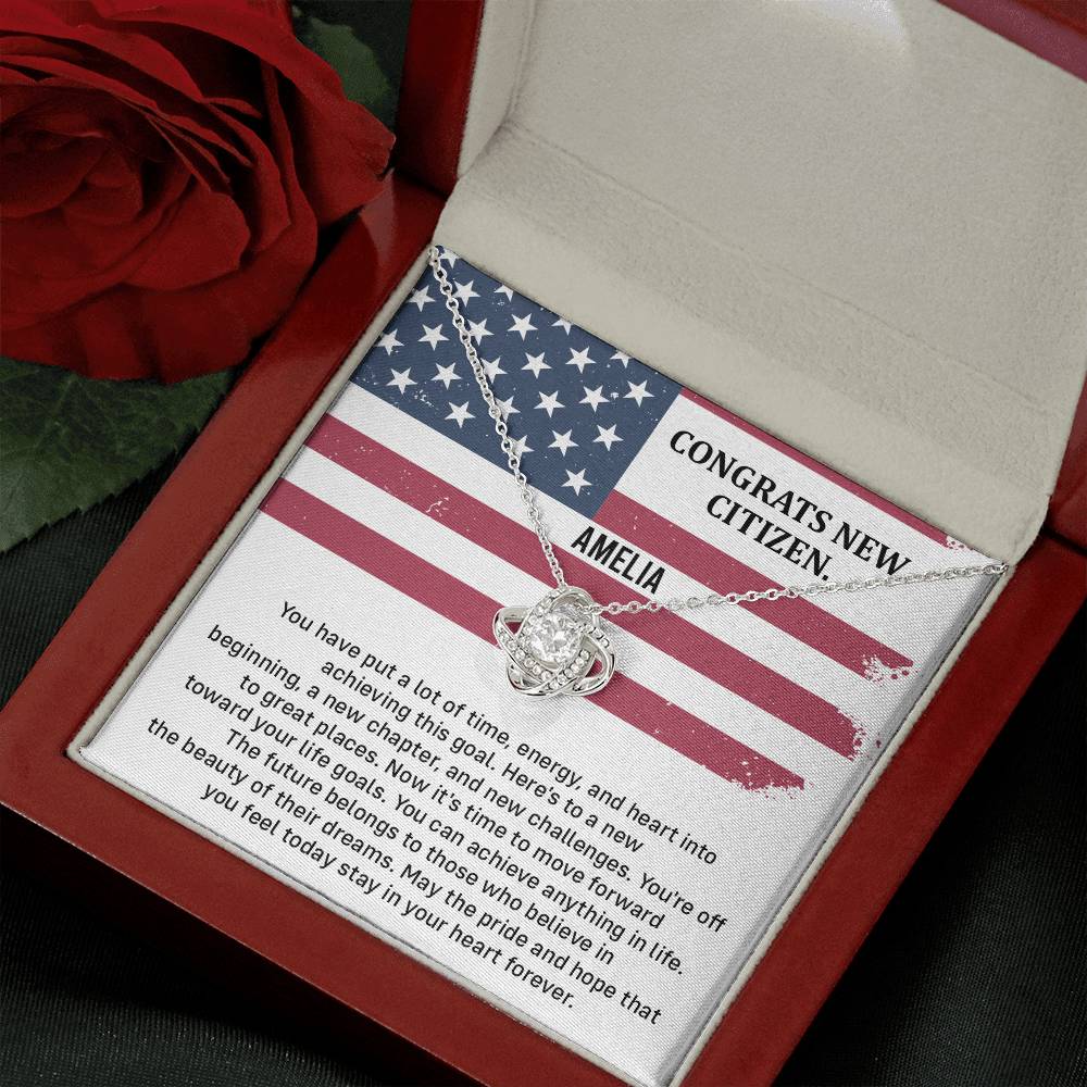 Congrats Necklace For New U.s. Citizen Amelia Necklace For New U.s. Citizen Necklace With Citizenship Message Gift For Citizenship Milestone Necklace For Official U.S Citizen Gift For American Citizenship Success Necklace For US Naturalization Celebration