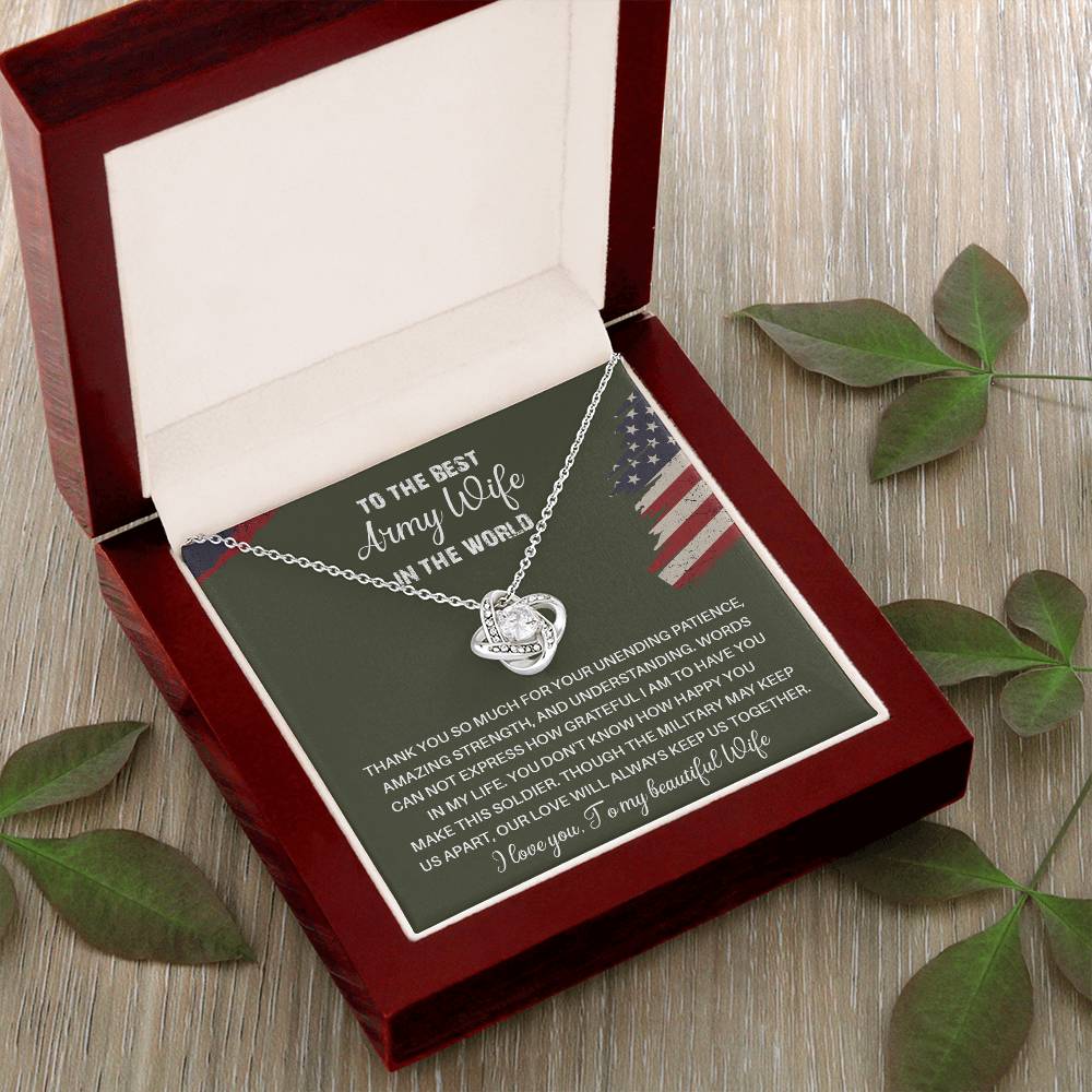 To The Best Army Wife In The World  Best Army Wife Jewelry Unwavering Support Necklace Thank You Jewelry For Wives Unique Gift For Military Spouses My Beautiful Wife Jewelry Romantic Gift For Army Wives Meaningful Gift For Military Wives