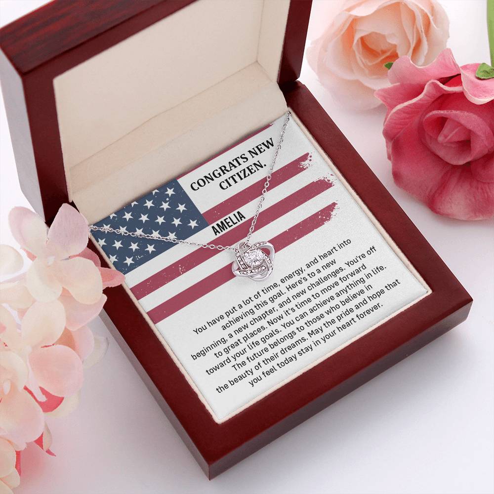 Congrats Necklace For New U.s. Citizen Amelia Necklace For New U.s. Citizen Necklace With Citizenship Message Gift For Citizenship Milestone Necklace For Official U.S Citizen Gift For American Citizenship Success Necklace For US Naturalization Celebration