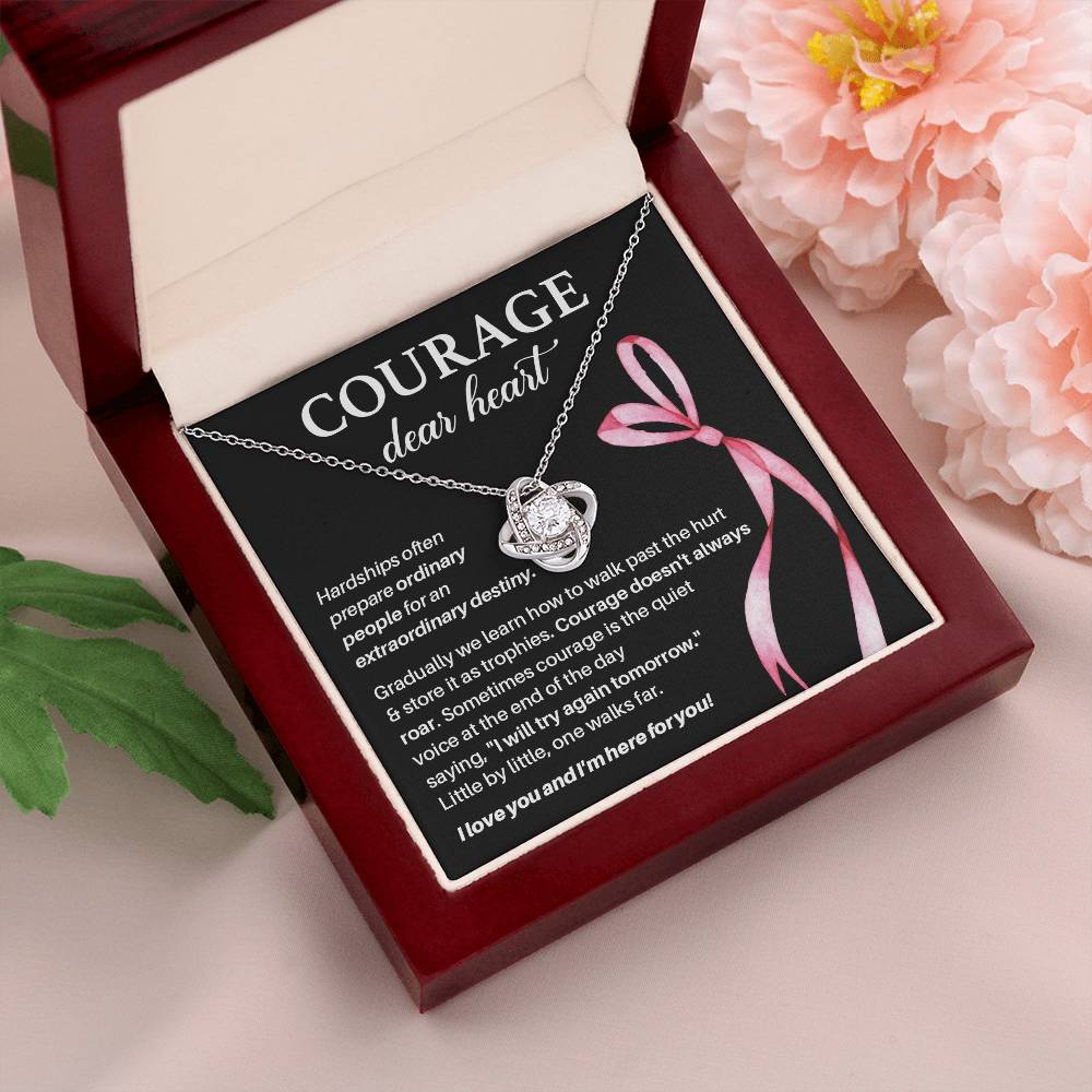 Courage, Dear Heart Overcoming Hardships Necklace Courage Necklace Extraordinary Destiny Jewelry Meaningful Gift For Cancer Patients Supportive Gift For Fighters Never Give Up Necklace Breast Cancer Necklace For Soulmate