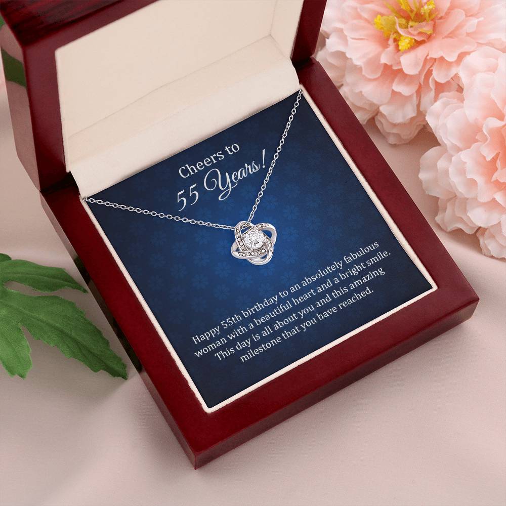 55th Birthday Necklace Gift with Heartfelt Message Card