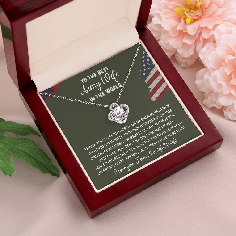 To The Best Army Wife In The World  Best Army Wife Jewelry Unwavering Support Necklace Thank You Jewelry For Wives Unique Gift For Military Spouses My Beautiful Wife Jewelry Romantic Gift For Army Wives Meaningful Gift For Military Wives