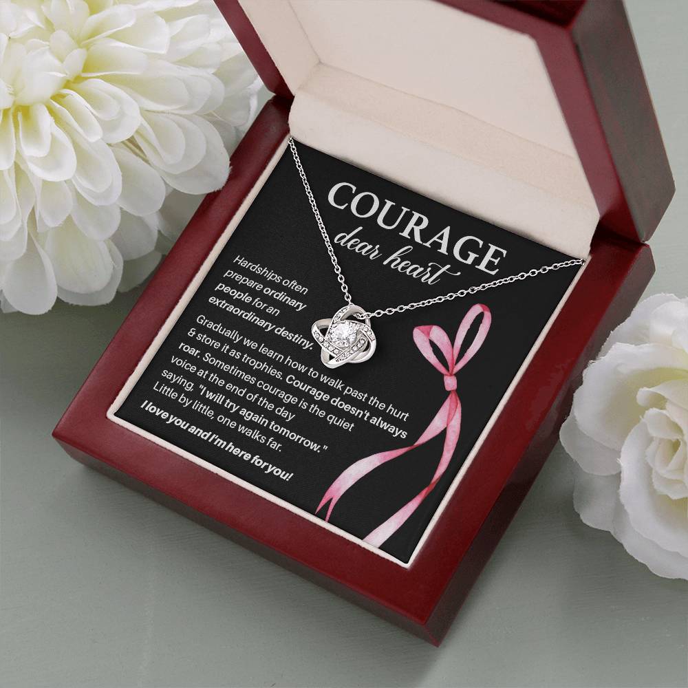 Courage, Dear Heart Overcoming Hardships Necklace Courage Necklace Extraordinary Destiny Jewelry Meaningful Gift For Cancer Patients Supportive Gift For Fighters Never Give Up Necklace Breast Cancer Necklace For Soulmate