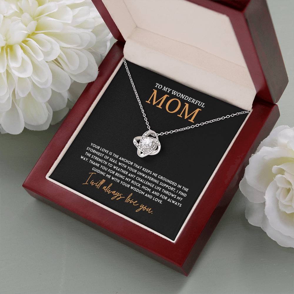 To My Wonderful Mom, Anchor Of Love Necklace Gift Engraved Love And Strength Pendant Best Mother's Day Rock And Anchor Necklace Best Unwavering Support Tribute Necklace Unique Mother's Day Love And Guidance Necklace