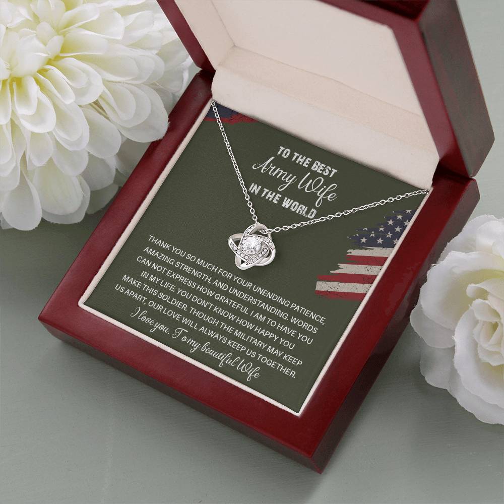 To The Best Army Wife In The World  Best Army Wife Jewelry Unwavering Support Necklace Thank You Jewelry For Wives Unique Gift For Military Spouses My Beautiful Wife Jewelry Romantic Gift For Army Wives Meaningful Gift For Military Wives