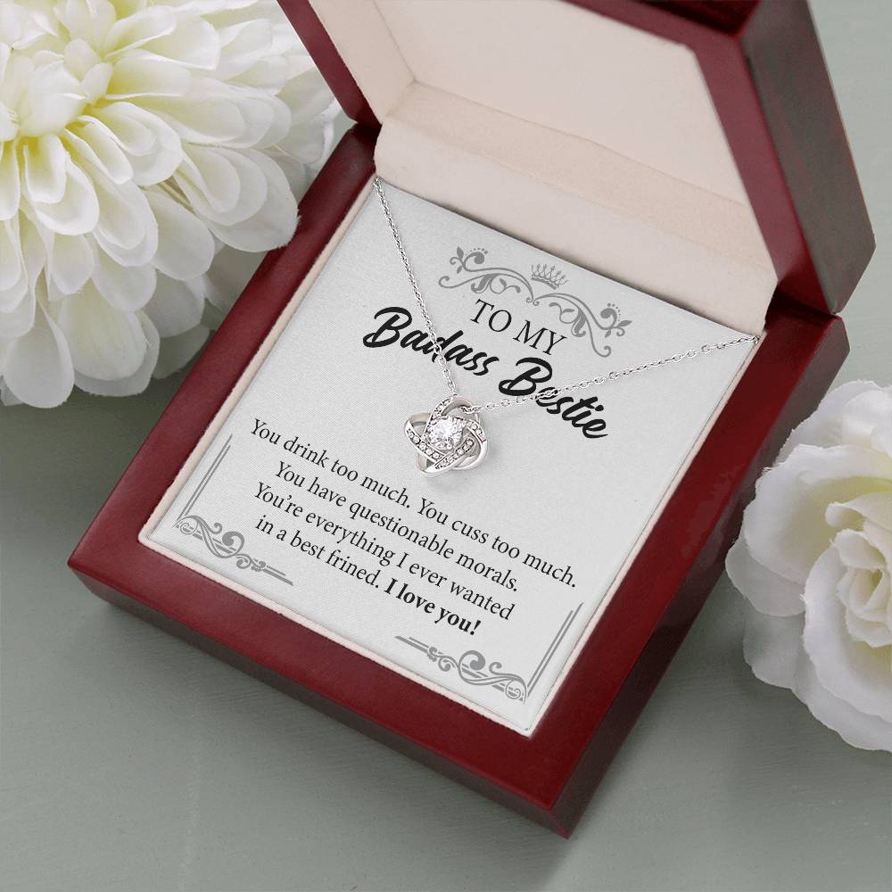 Badass Bestie Necklace Gift with Funny Message Card