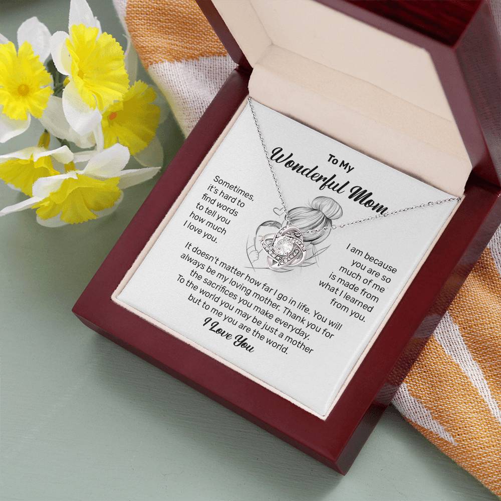 To My Wonderful Mom Heartfelt Necklace For Her Loving Jewelry For Mother's Day Thank You Gift Sentimental Necklace For Care Loving Pendant For A Cherished Bond Sentimental Pendant Appreciation Necklace For Her Thoughtful Necklace For Love And Support