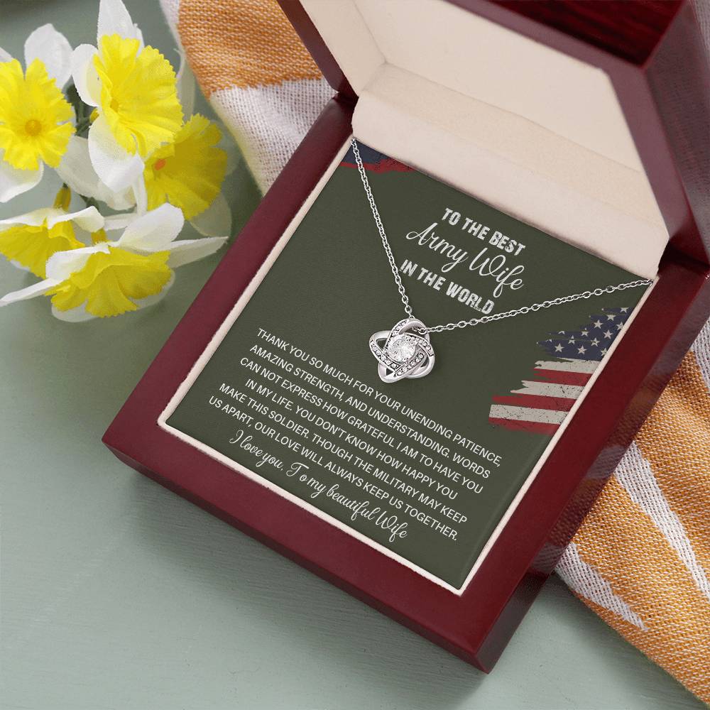 To The Best Army Wife In The World  Best Army Wife Jewelry Unwavering Support Necklace Thank You Jewelry For Wives Unique Gift For Military Spouses My Beautiful Wife Jewelry Romantic Gift For Army Wives Meaningful Gift For Military Wives