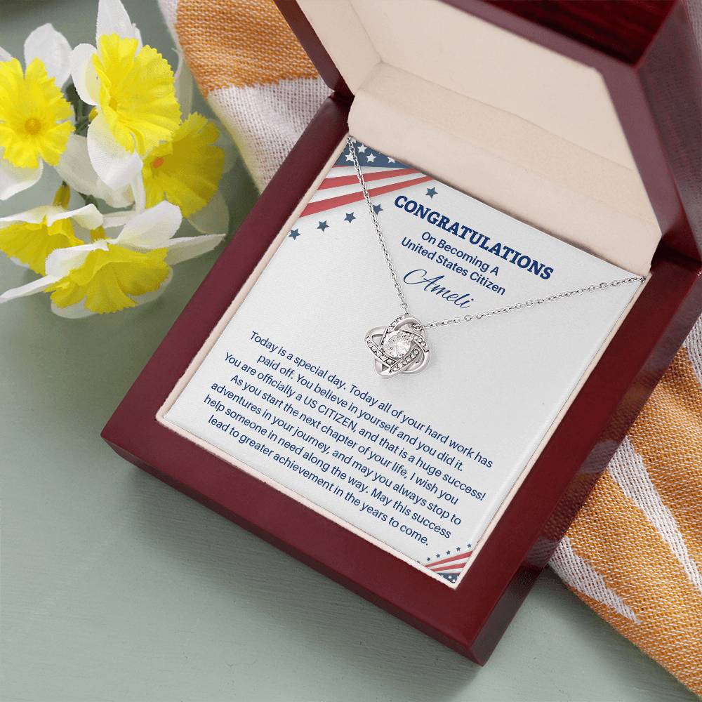 Congratulations Necklace For New U.s. Citizen Ameli Necklace For New U.s. Citizen Gift For Citizenship Achievement U.s. Citizenship Success Necklace Necklace With Citizenship Message Proud New Citizen Jewelry Necklace For First-time U.s. Citizen