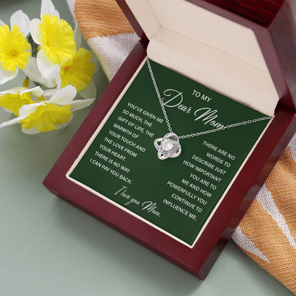 I Love You Mom Necklace with Emotional Gift Note