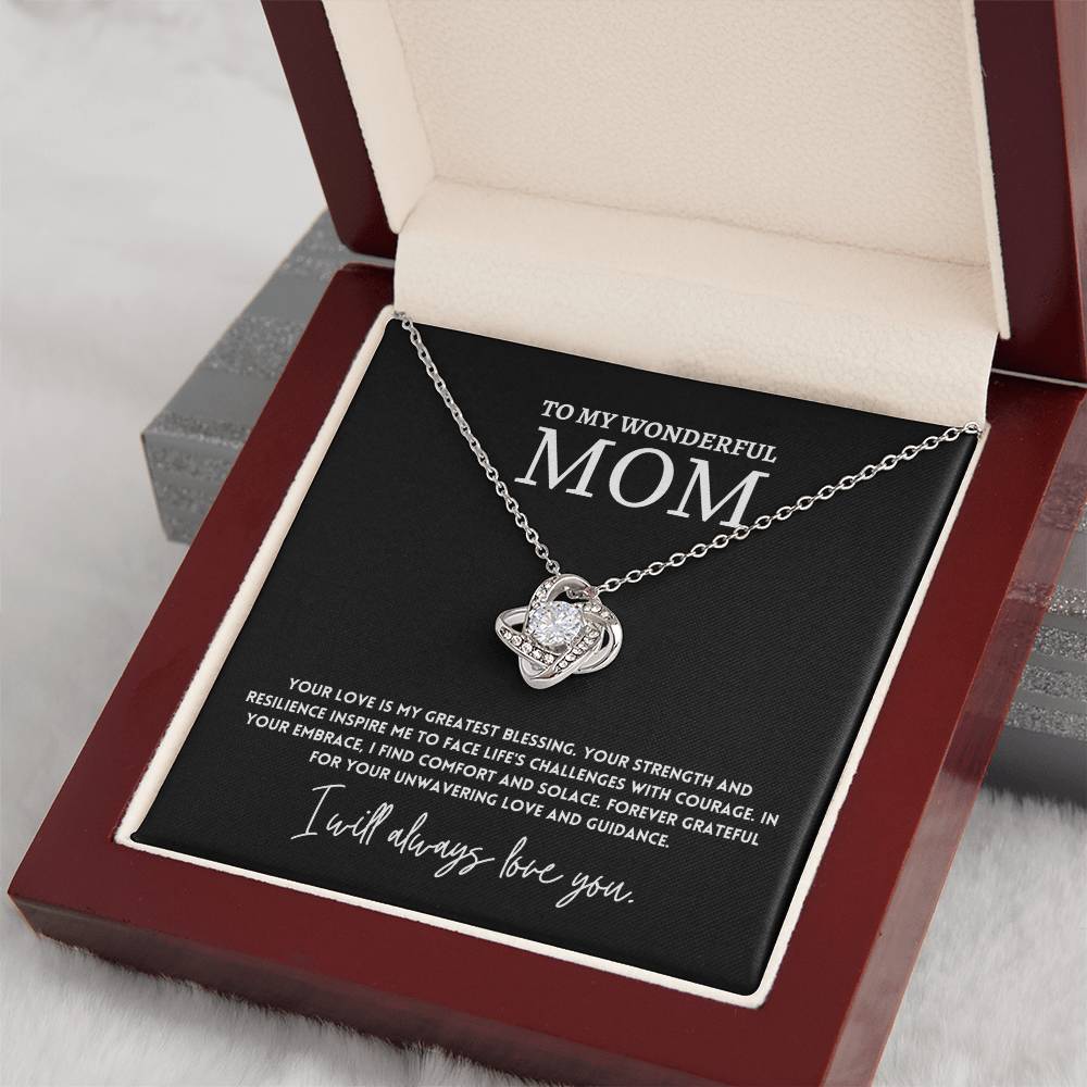 To My Wonderful Mom, Greatest Blessing Necklace Gift Love And Guidance Engraved Jewelry Best Mother's Day Unwavering Love Jewelry Gift Strength And Love Mother’s Day Jewelry Gift Unique Necklace Necklace Gift From Daughter