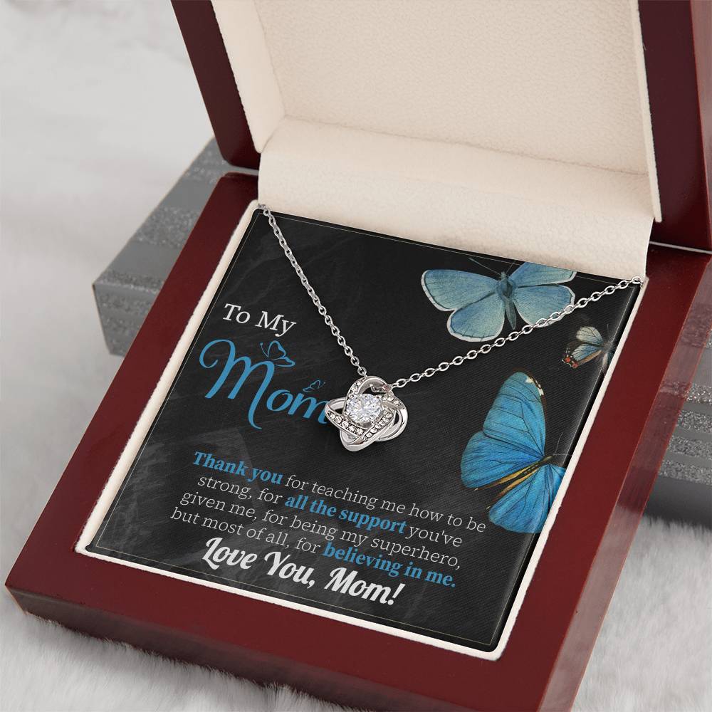 To My Mom Necklace Gift, Special Mother's Gifts, Mom Birthday Gift, Mother's Gift For Mom From Daughter And Son, 925 Silver Necklace Love Knot Necklace With Meaningful Message Card And Box.