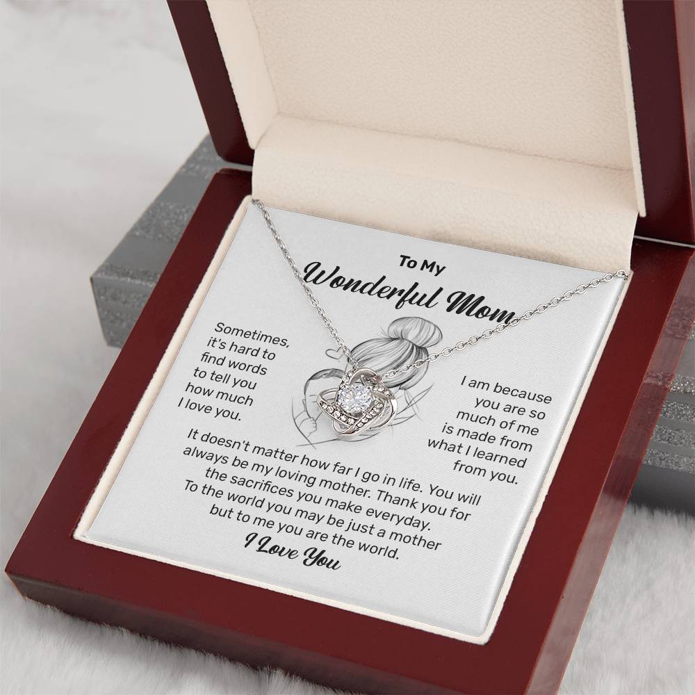 To My Wonderful Mom Heartfelt Necklace For Her Loving Jewelry For Mother's Day Thank You Gift Sentimental Necklace For Care Loving Pendant For A Cherished Bond Sentimental Pendant Appreciation Necklace For Her Thoughtful Necklace For Love And Support