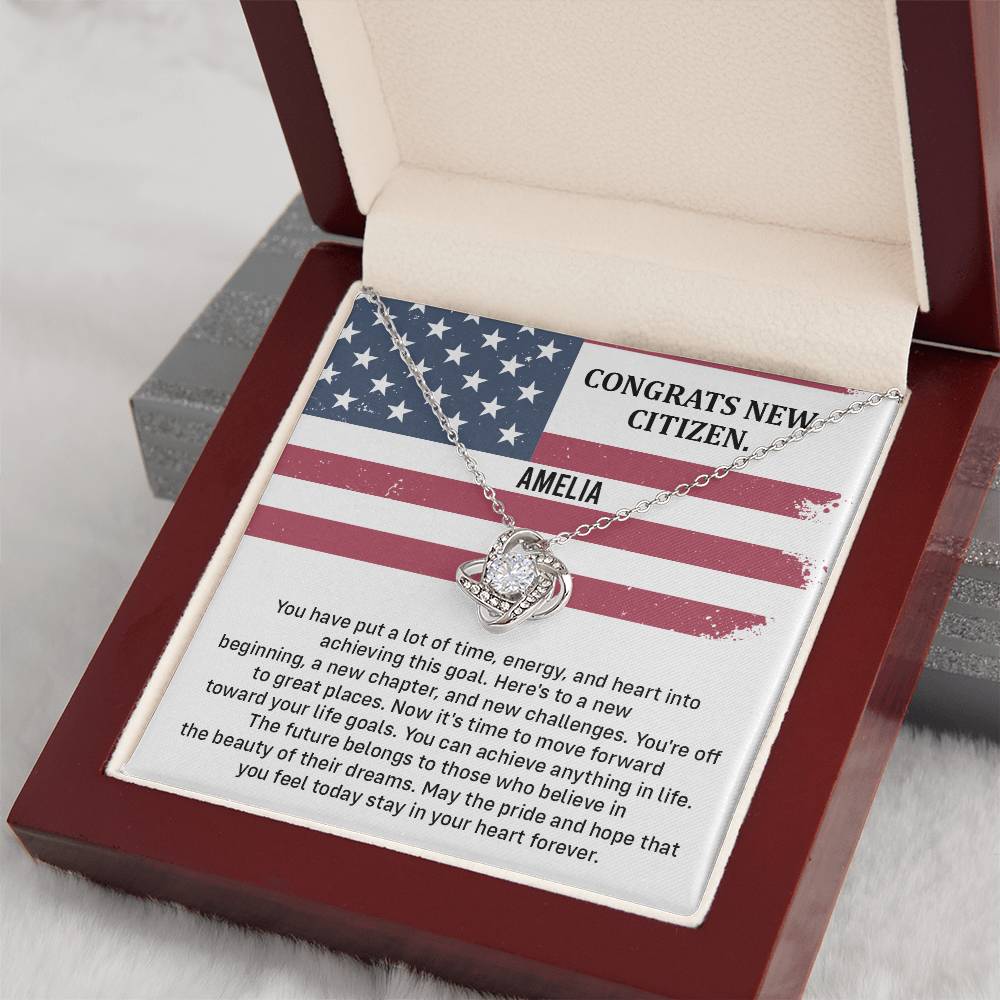 Congrats Necklace For New U.s. Citizen Amelia Necklace For New U.s. Citizen Necklace With Citizenship Message Gift For Citizenship Milestone Necklace For Official U.S Citizen Gift For American Citizenship Success Necklace For US Naturalization Celebration