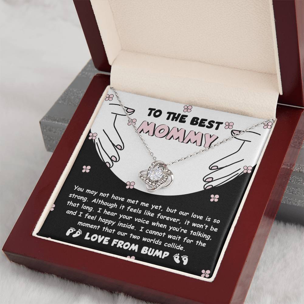 To My Best Mommy  Necklace For Mothe's Day Jewelry For Mom, Gift For Mommy From Baby Bump, Pregnancy Gift For Mommy 925 Silver Necklace Love Knot Necklace With Meaningful Message Card And Box.