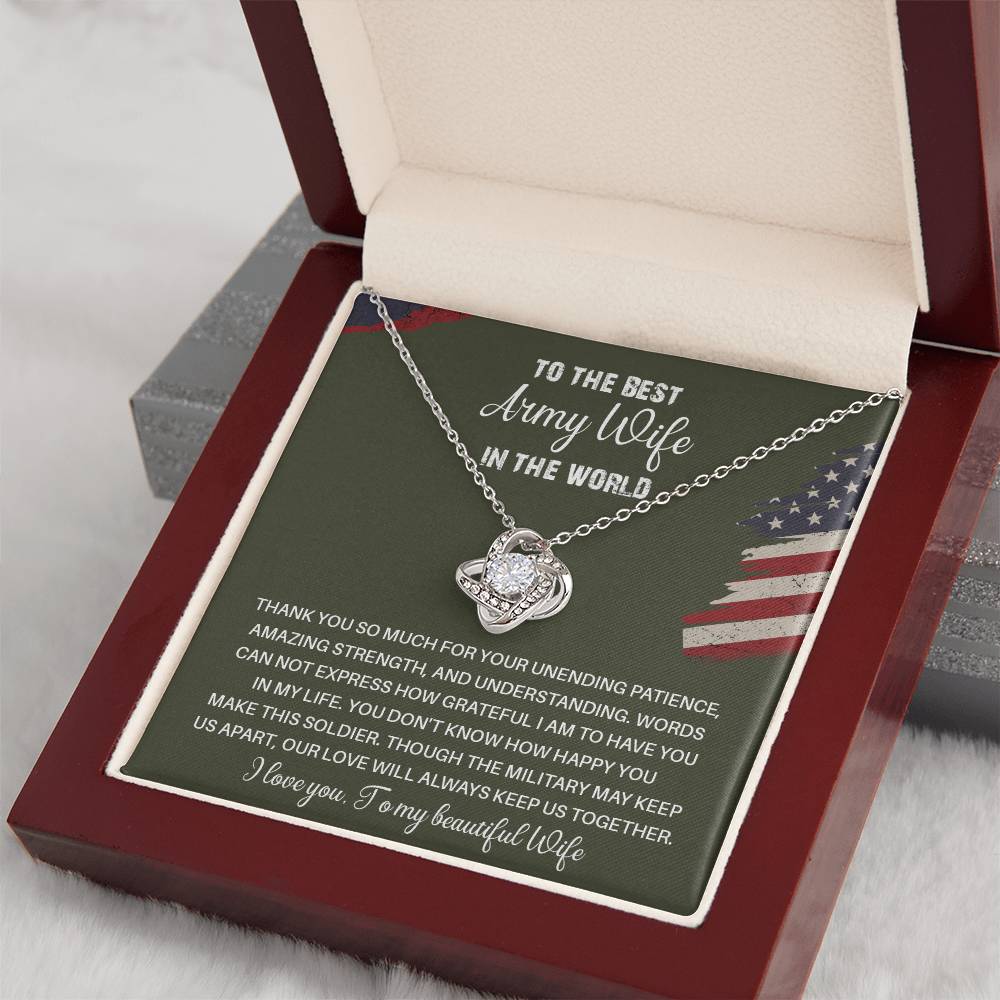 To The Best Army Wife In The World  Best Army Wife Jewelry Unwavering Support Necklace Thank You Jewelry For Wives Unique Gift For Military Spouses My Beautiful Wife Jewelry Romantic Gift For Army Wives Meaningful Gift For Military Wives