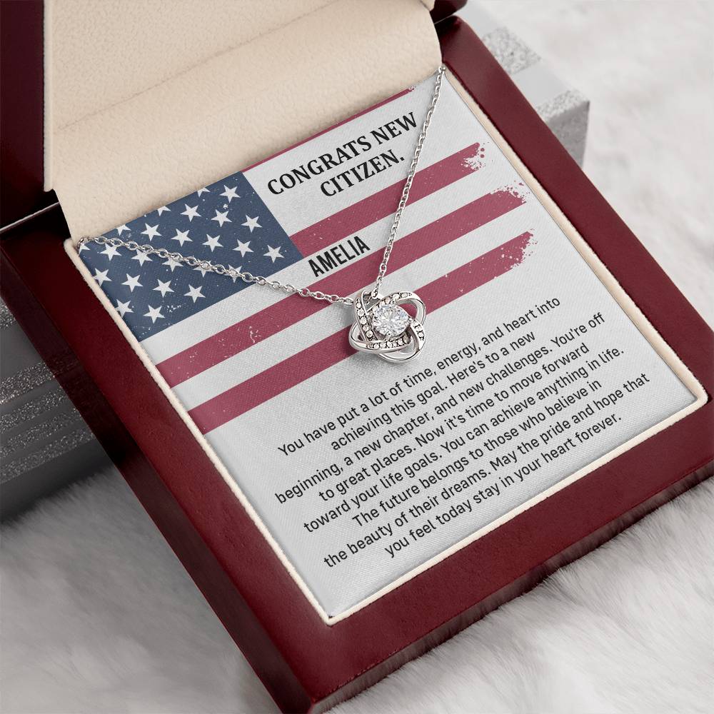 Congrats Necklace For New U.s. Citizen Amelia Necklace For New U.s. Citizen Necklace With Citizenship Message Gift For Citizenship Milestone Necklace For Official U.S Citizen Gift For American Citizenship Success Necklace For US Naturalization Celebration