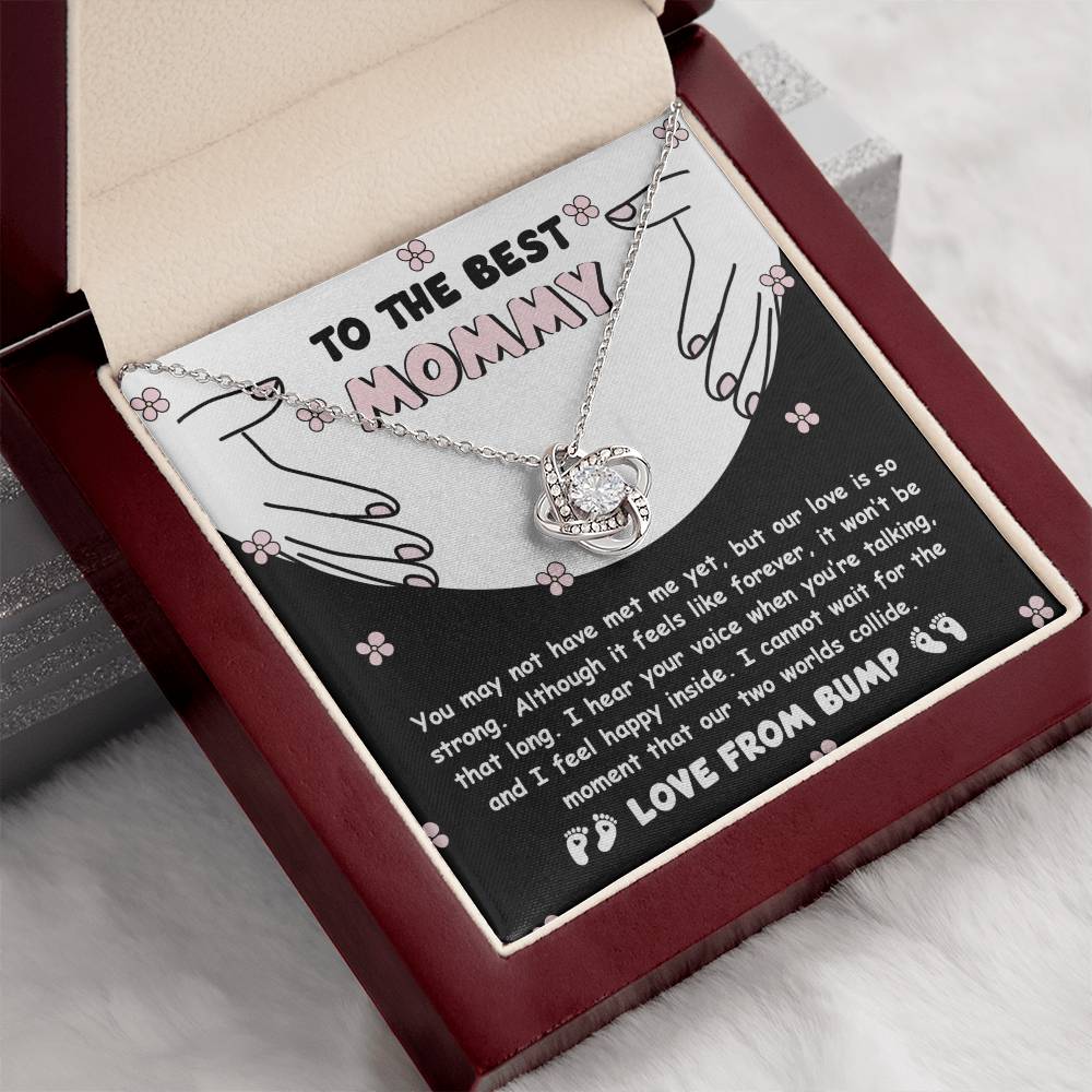 To My Best Mommy  Necklace For Mothe's Day Jewelry For Mom, Gift For Mommy From Baby Bump, Pregnancy Gift For Mommy 925 Silver Necklace Love Knot Necklace With Meaningful Message Card And Box.