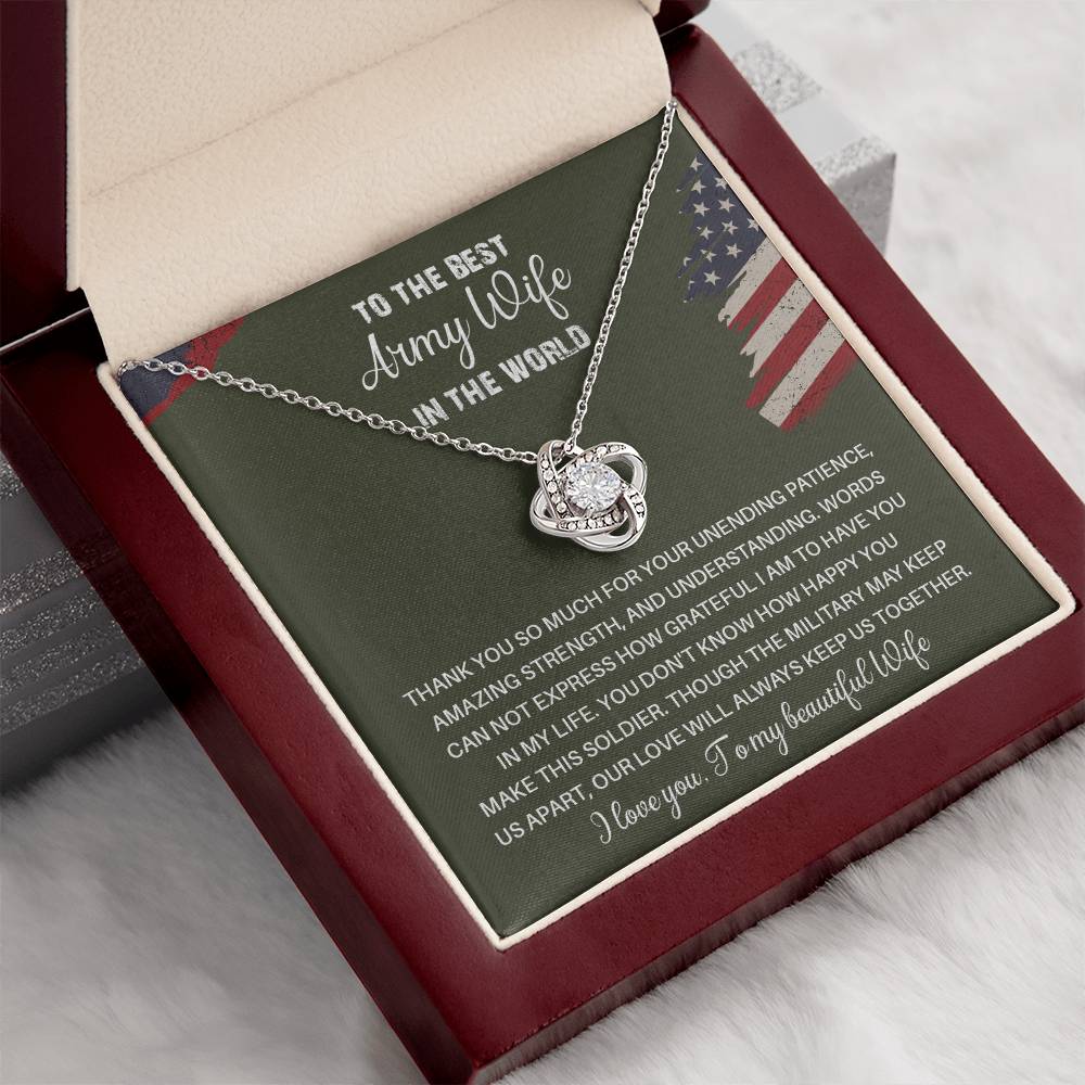 To The Best Army Wife In The World  Best Army Wife Jewelry Unwavering Support Necklace Thank You Jewelry For Wives Unique Gift For Military Spouses My Beautiful Wife Jewelry Romantic Gift For Army Wives Meaningful Gift For Military Wives