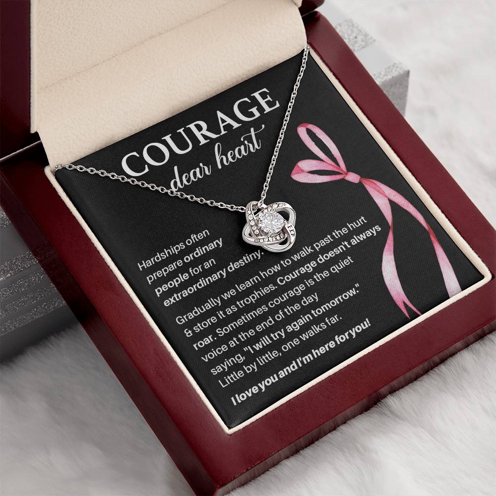 Courage, Dear Heart Overcoming Hardships Necklace Courage Necklace Extraordinary Destiny Jewelry Meaningful Gift For Cancer Patients Supportive Gift For Fighters Never Give Up Necklace Breast Cancer Necklace For Soulmate