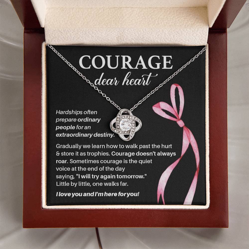 Courage, Dear Heart Overcoming Hardships Necklace Courage Necklace Extraordinary Destiny Jewelry Meaningful Gift For Cancer Patients Supportive Gift For Fighters Never Give Up Necklace Breast Cancer Necklace For Soulmate