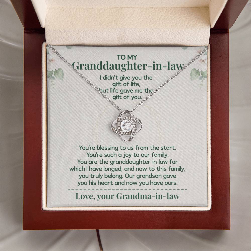 To My Granddaughter-in-law - Necklace Gift Family Is Made From Love, Not Genes Thank You For Making My Grandson Feel Complete Heartfelt Jewelry To Celebrate Our Family Bond Heartfelt Jewelry For Granddaughter-in-law Love And Family Necklace Gift