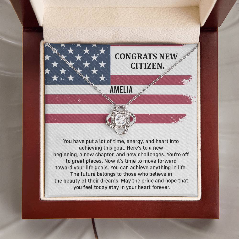 Congrats Necklace For New U.s. Citizen Amelia Necklace For New U.s. Citizen Necklace With Citizenship Message Gift For Citizenship Milestone Necklace For Official U.S Citizen Gift For American Citizenship Success Necklace For US Naturalization Celebration