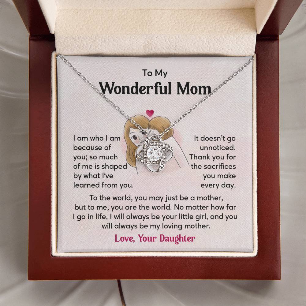 To My Wonderful Mom, Wonderful Mom Pendant Heartfelt Necklace For Her Thank You Gift For Sacrifice Sentimental Necklace For Love Loving Pendant Sentimental Pendant Appreciation Necklace For Her Special Pendant For A Mother Love Loving Pendant For Support