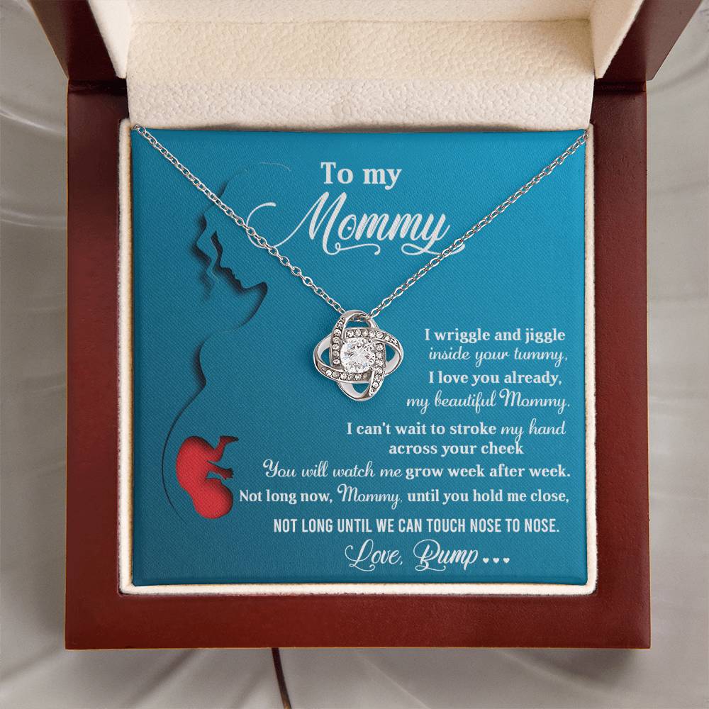 To My Mommy Necklace For Mothe's Day Jewelry For Mom, Gift For Mommy From Baby Bump, Pregnancy Gift For Mommy Love Knot Necklace With Meaningful Message Card And Box.