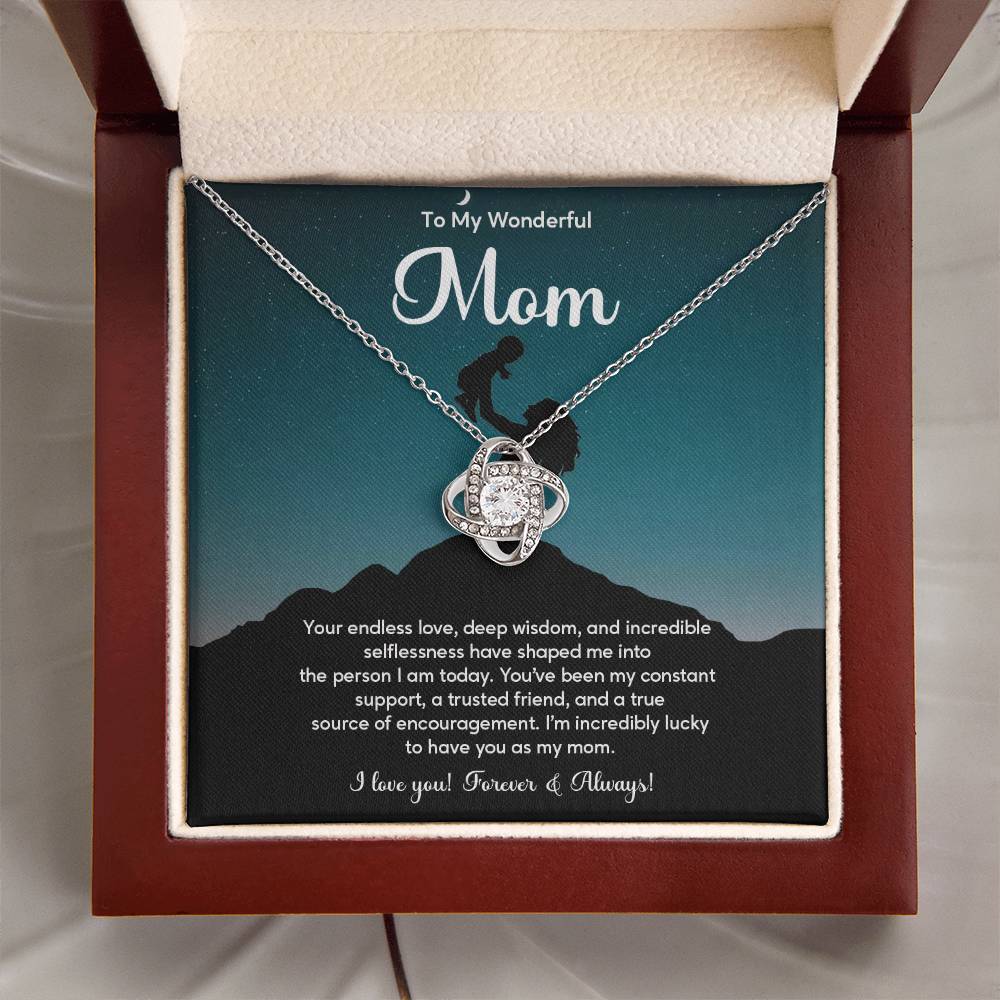 To My Wonderful Mom Elegant Jewelry Thoughtful Necklace For Love And Care Sweet Gift For Lifelong Support Sentimental Jewelry Heartfelt Necklace For Lifelong Bond Thank You Pendant For Support Sentimental Necklace Thank You Gift