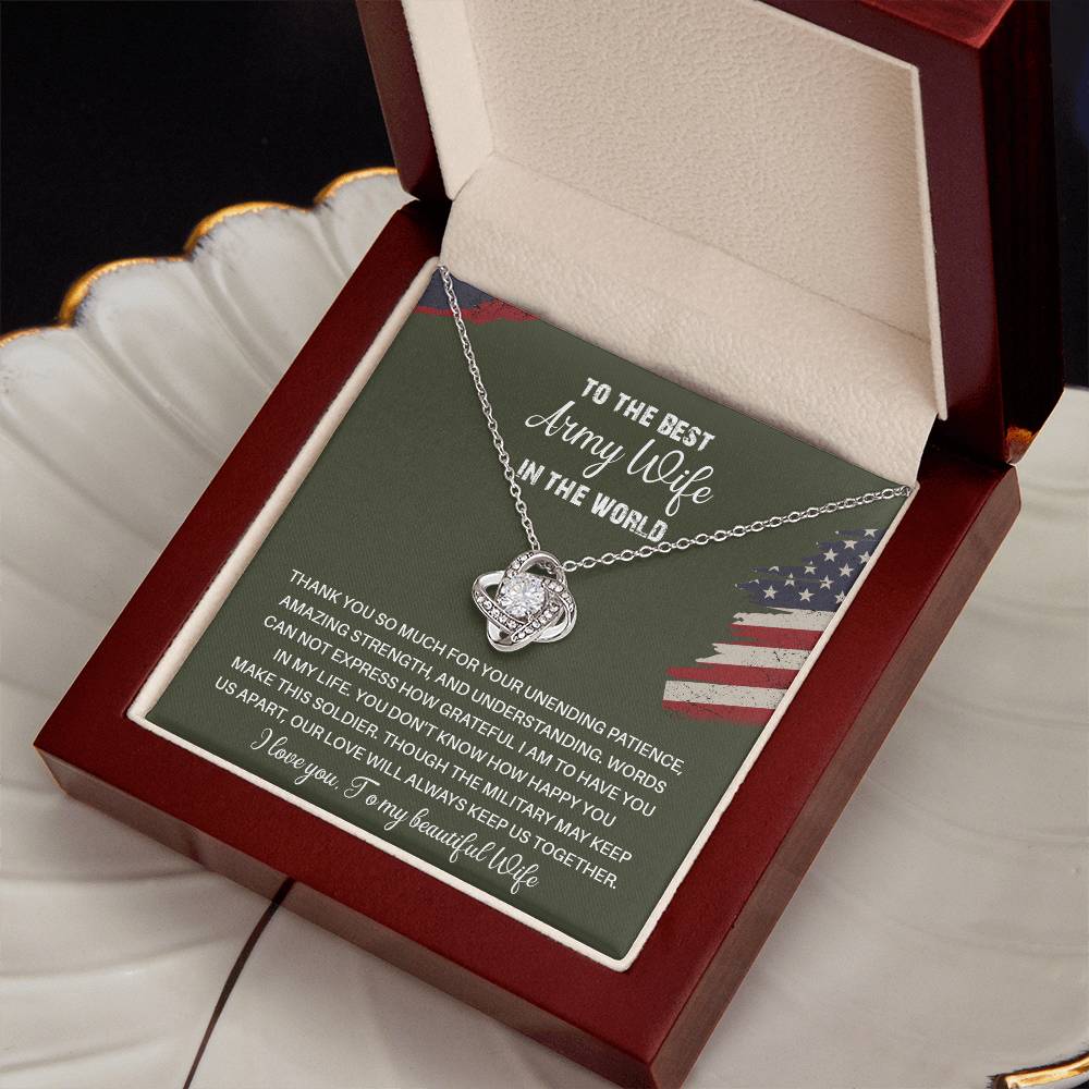 To The Best Army Wife In The World  Best Army Wife Jewelry Unwavering Support Necklace Thank You Jewelry For Wives Unique Gift For Military Spouses My Beautiful Wife Jewelry Romantic Gift For Army Wives Meaningful Gift For Military Wives