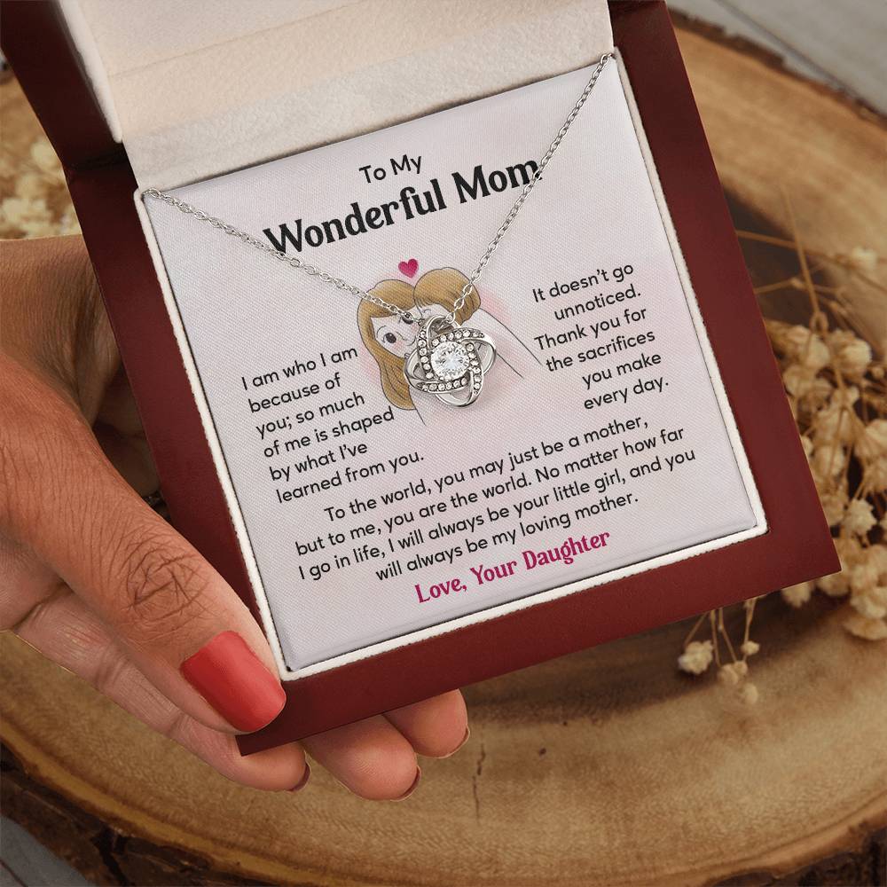 To My Wonderful Mom, Wonderful Mom Pendant Heartfelt Necklace For Her Thank You Gift For Sacrifice Sentimental Necklace For Love Loving Pendant Sentimental Pendant Appreciation Necklace For Her Special Pendant For A Mother Love Loving Pendant For Support