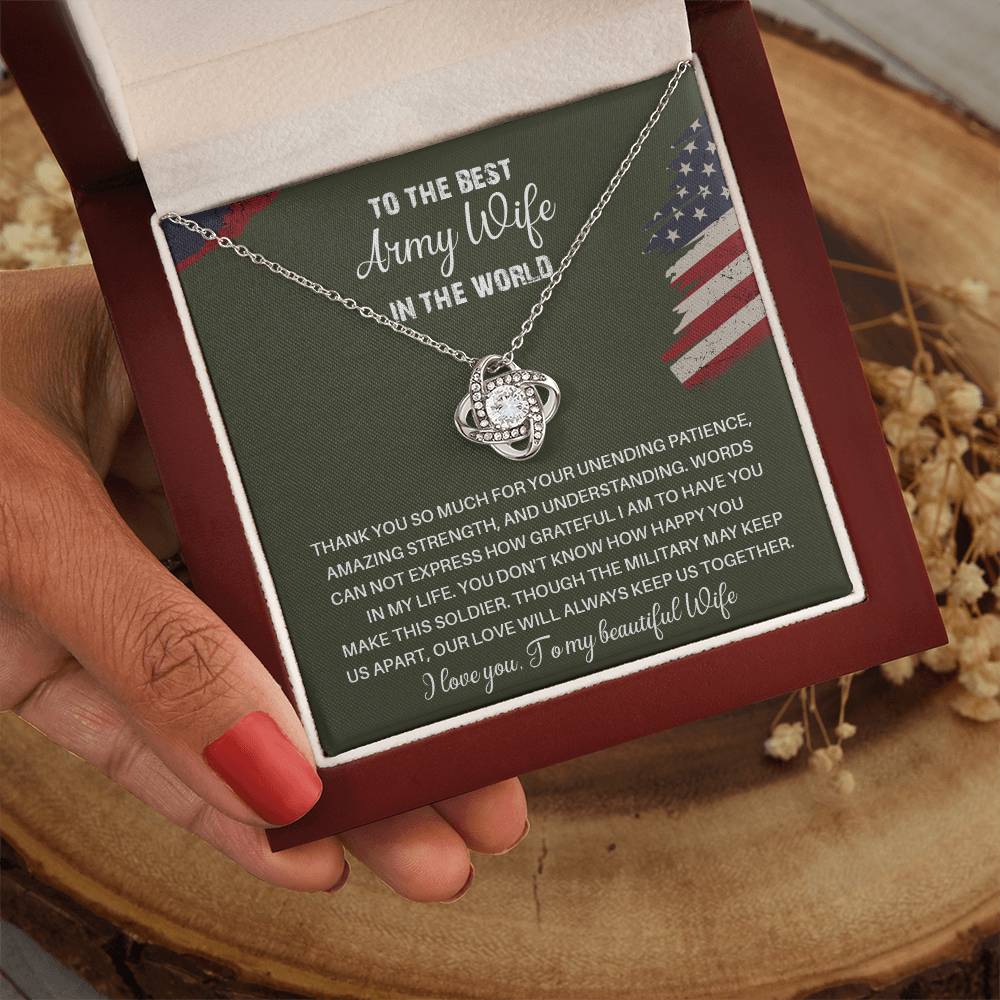 To The Best Army Wife In The World  Best Army Wife Jewelry Unwavering Support Necklace Thank You Jewelry For Wives Unique Gift For Military Spouses My Beautiful Wife Jewelry Romantic Gift For Army Wives Meaningful Gift For Military Wives