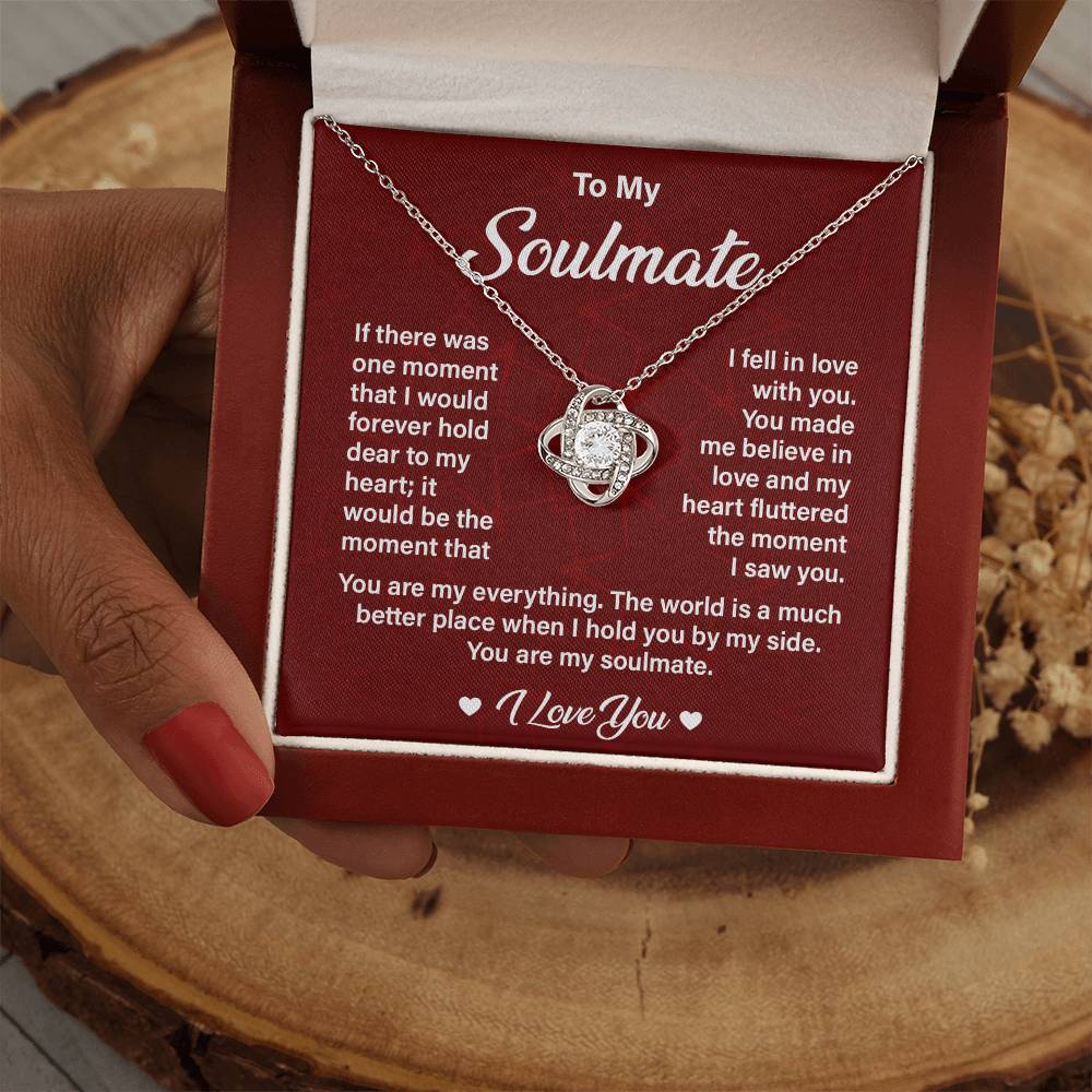Soulmate Necklace Gift for Her with Love Quote