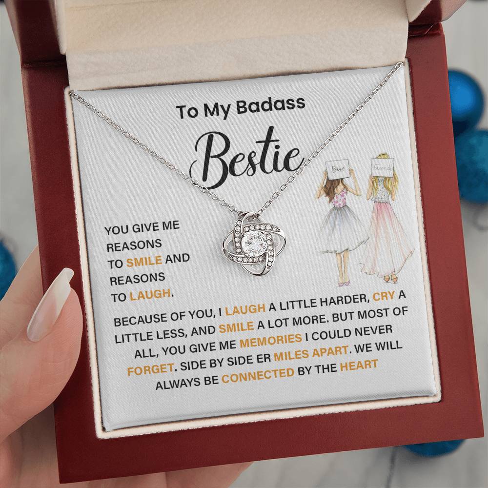 Badass Bestie Necklace Gift with Heartfelt Message Card