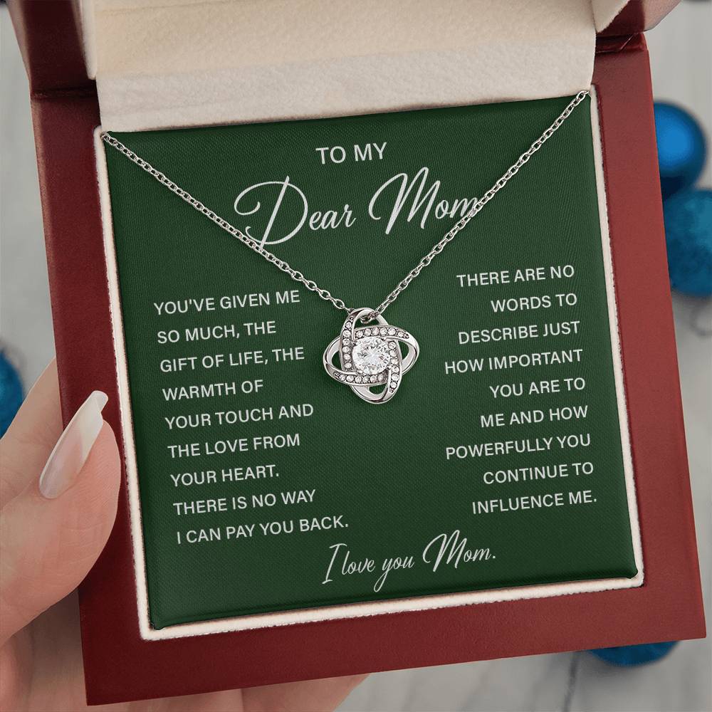 I Love You Mom Necklace with Emotional Gift Note