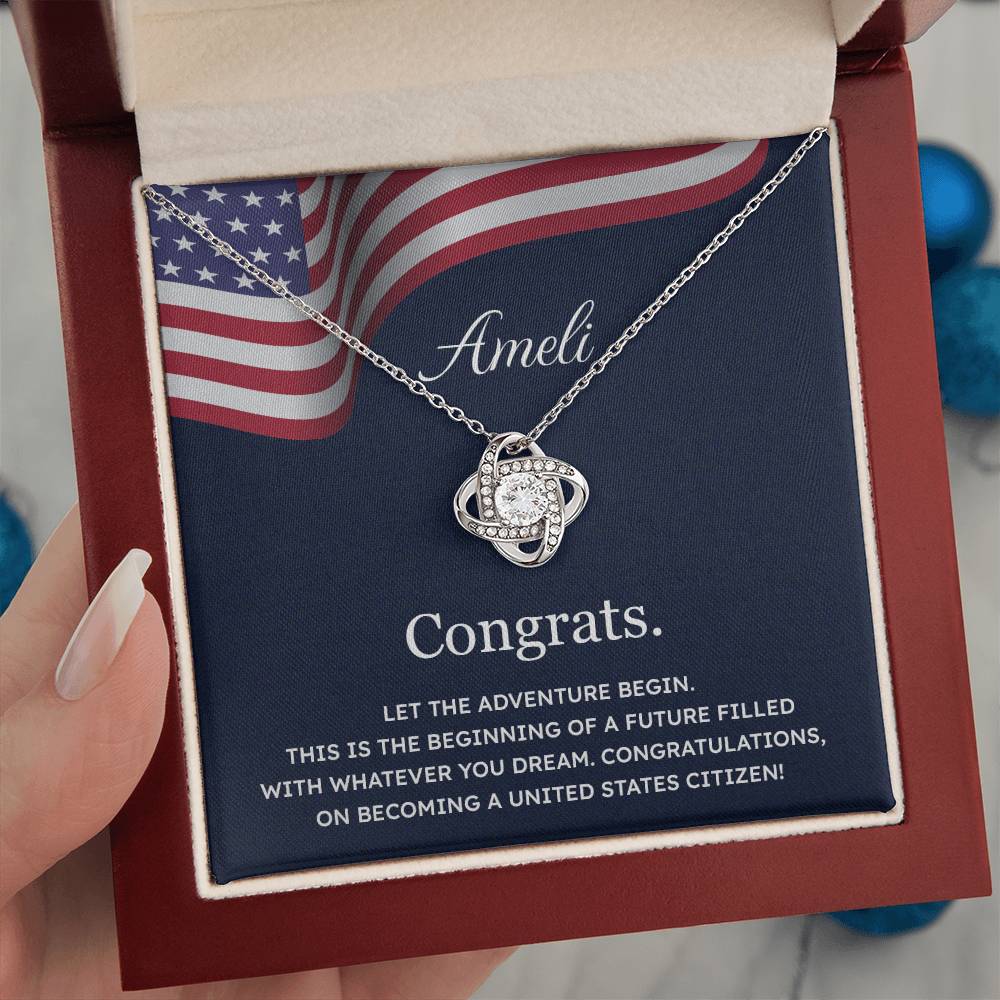 Congrats Necklace For New U.s. Citizen Ameli Necklace For New U.s. Citizen Gift For Citizenship Celebration Necklace With Citizenship Message Necklace For New U.s. Citizen Ameli Gift For Becoming A U.s. Citizen Proud U.s. Citizen Jewelry