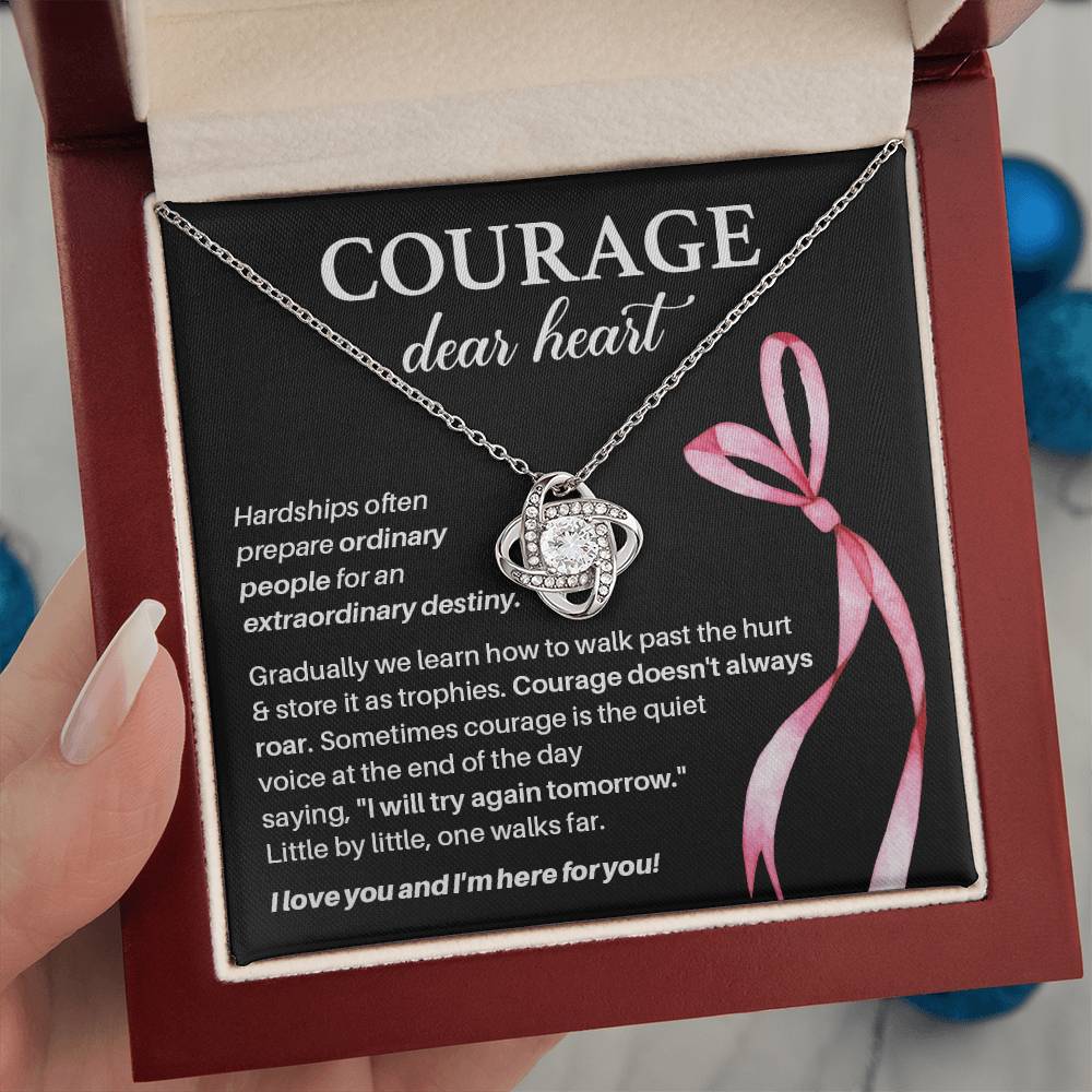 Courage, Dear Heart Overcoming Hardships Necklace Courage Necklace Extraordinary Destiny Jewelry Meaningful Gift For Cancer Patients Supportive Gift For Fighters Never Give Up Necklace Breast Cancer Necklace For Soulmate