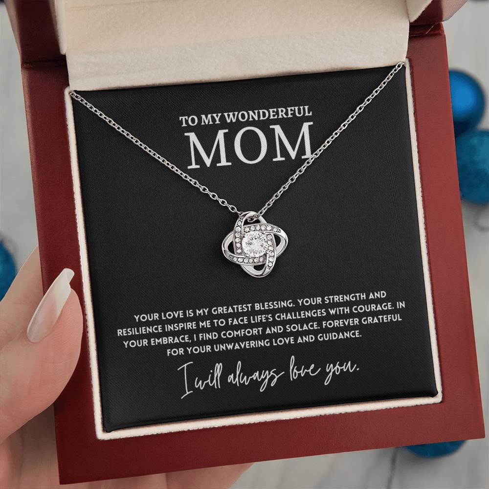 To My Wonderful Mom, Greatest Blessing Necklace Gift Love And Guidance Engraved Jewelry Best Mother's Day Unwavering Love Jewelry Gift Strength And Love Mother’s Day Jewelry Gift Unique Necklace Necklace Gift From Daughter